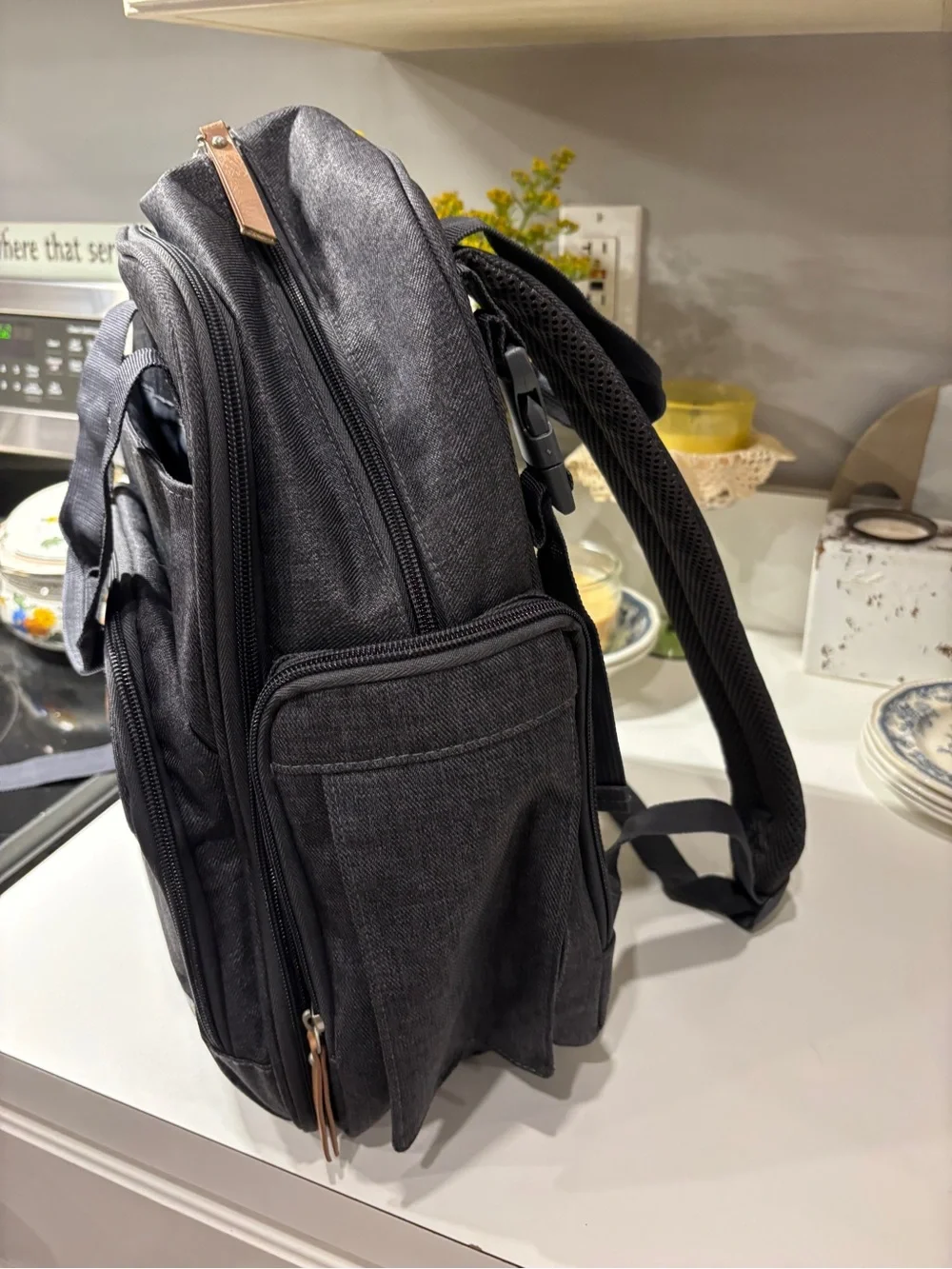 Eddie Bauer Dark Gray Backpack with Tan Accents